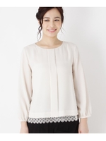 【34(SS)、42(LL)WEB限定サイズ】裾レースブラウス/ライトベージュ(051)