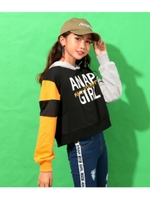 【ANAP GIRL】袖メッシュ切替クロップドパーカー/ブラック(027)