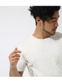 【AZUL BY MOUSSY】ジャガードスタークルーネック半袖プルオーバー/WHT