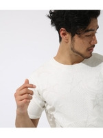【AZUL BY MOUSSY】ジャガードスタークルーネック半袖プルオーバー/WHT
