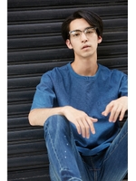 【AZUL BY MOUSSY】ストレッチリネン半袖TEE/NVY