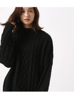 【AZUL BY MOUSSY】ビッグケーブルニット 【MOOK48掲載 98009】/BLK