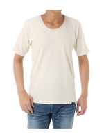 【AZUL BY MOUSSY】ピグメント天竺Uネック半袖T/O/WHT