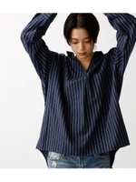 【AZUL BY MOUSSY】起毛ストラップスキッパーシャツ/柄NVY