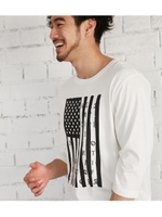 【AZUL BY MOUSSY】星条旗クルーネック七分袖T/WHT