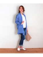 【Alluge】トッパーロングカーディガン/ブルー(019)