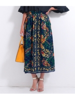 【Alluge】パネル柄コットンボイルリバーシブルスカート/ネイビー(018)