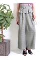 【CHILLE】チェック柄ベルト付ワイドパンツ/グレー(006)