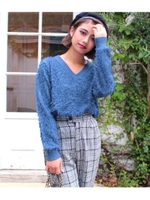 【CHILLE】 バイヤスフリンジトップス/ブルー(019)