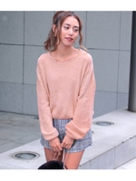 【CHILLE】ベロアモールニットトップス/ピンク(008)