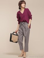 【CLASSY12月号掲載】【FUDGE11月号掲載】TRチェックフロントリボンタックパンツ/パターン2