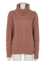 【F i.n.t】シュガーラメオフタートルニットプルオーバー/PINK BROWN