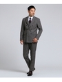 【PNJ】紡格子 6Bダブルスーツ[メンズスーツダブル]/チャコールグレー(214)