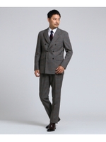 【PNJ】紡格子 6Bダブルスーツ[メンズスーツダブル]/チャコールグレー(214)