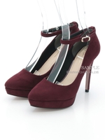 【R&E】アンクルストラップ付き2WAYパンプス/ワインスエード