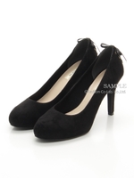 【REZOY】かかとレースアップリボンパンプス/ブラックスエード