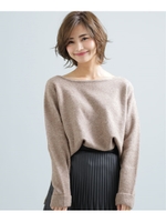 【WEB限定】キャメル混ボートネックニット/ベージュ