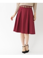 【WEB限定サイズ（SS・LL）あり】リボンベルト付スカート/ボルドー(064)