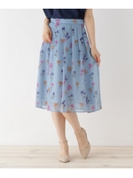 【WEB限定プライス】【WEB限定サイズ(L)あり】シアープリントタックスカート/サックス(190)