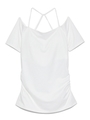 【emmi yoga】カップインフレンチスリーブトップス/WHT