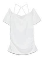【emmi yoga】カップインフレンチスリーブトップス/WHT