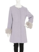 【sw】ノーカラーガーリーコート/BLU