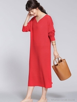 【with12月号掲載】毛玉レスニットミニケーブルワンピ/レッド