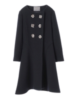 【コート】二重織りビーバーフィット＆フレアコート/ネイビー