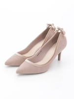 【ストレスフリー】バックベロアリボンパンプス/PINK BEIGE