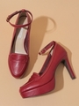 【パンプス】ローファーパンプス/レッド