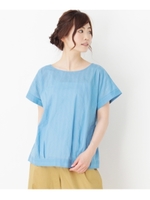 【裾タックデザイン】カラミバックリボンシャツ/ライトブルー(091)