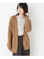 【洗える・42(LL)WEB限定サイズ】ケーブルニットカーディガン/ベージュ(052)