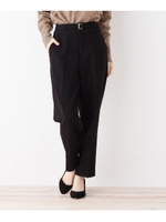 【洗える・42(LL)WEB限定サイズ】ベルテッドテーパードパンツ/ブラック(019)