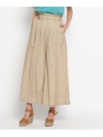 【洗える】Dカンベルト付ドットワイドパンツ/ナチュラル(150)