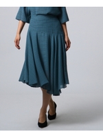 【洗える】グレインチェックフレアスカート/ブルー(292)