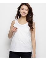 【洗える】シルケットスムースタンクトップ/ホワイト(001)