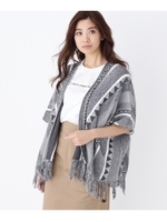 【洗える】ジャガードポンチョカーディガン/ホワイト系(102)