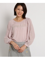 【洗える】スリーブレースブラウス/ベビーピンク(071)