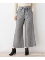 【洗える】ツイードガウチョパンツ/ブラック(419)