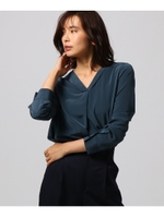 【洗える】デシンVシャツ/モスグリーン(024)