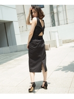 【洗える】バックねじりワンピース/ブラック(019)