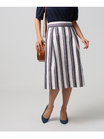 【洗える】パオレティーボーダースカート/ホワイト(302)