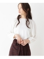 【洗える】パワーショルダーボートネックブラウス/ホワイト(002)