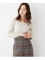 【洗える】フォックス混エアリーニット/ライトベージュ(051)