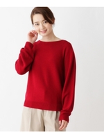 【洗える】ホールガーメント(R)ボートネックニット/ワインレッド(063)