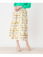 【洗える】ミュルーズフラワーフレアスカート/ホワイト系(102)