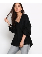 【洗える】リヨセルキュプラブラウス/ブラック(019)