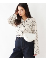 【洗える】星柄パジャマテイストシャツ/ホワイト(101)