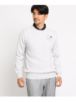 【蓄熱】 ケーブル編み セーター メンズ/ライトグレー(011)