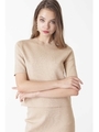 ◆クールネックミラノリブトップス/ベージュ(040)